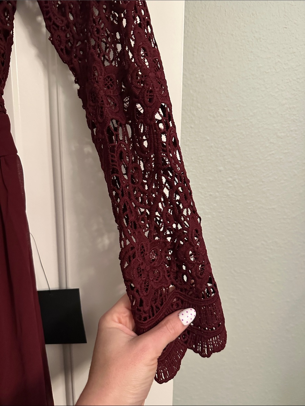 Lulu's Deep Burgundy Lace Maxi Dresa - Picture 4 of 7